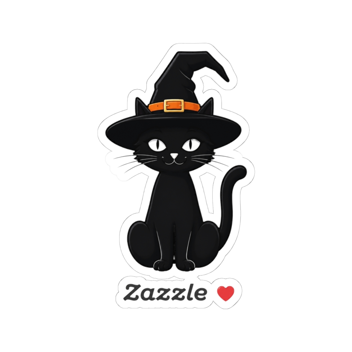 Black cat with witch hat design (Halloween) Sticker | Witch Hat Atelier
